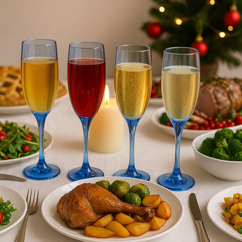 Epure Glassware – Superior Blue 6.5oz Champagne Flutes Glasses Set of 4