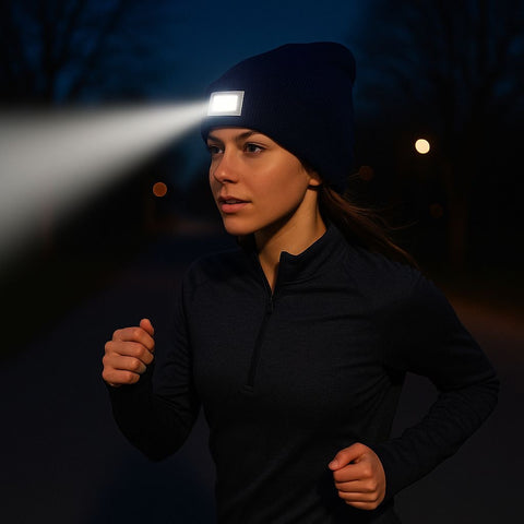 Unisex LED Beanie Hat with Rechargeable Headlamp – Hands-Free Light for Outdoor, Work & Everyday Use