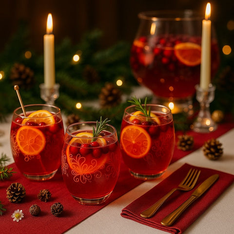 Epure Glassware – Denali Rocks 13.75 oz Red Spray Color with Flower Print Cups (Set of 4)