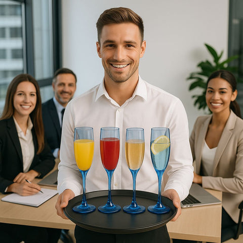 Epure Glassware – Superior Blue 6.5oz Champagne Flutes Glasses Set of 4