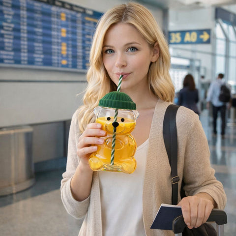 Cute Bear Reusable Cup with Straw