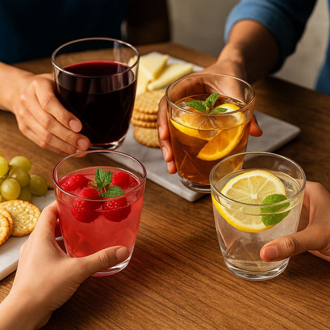 EPURE Elisse Luxe Faceted Glass 13 oz Cups (Set of 4)