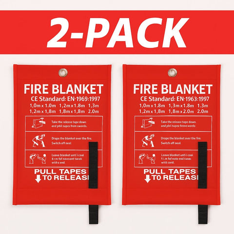 2-Pack Emergency Fire Blanket Set – 40” x 40” Flame-Retardant Fiberglass Safety Blankets for Kitchen, Grill, Car, RV & Home Protection
