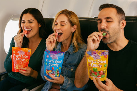 Freeze Dried Candy – 5 Flavor Variety Pack Crunchy Peach Rings, Watermelon, Puffs, Worms & Burger Candy (1.7oz Each) – Sweet, Crunchy Treat for School, Family, Birthdays & Party Favors