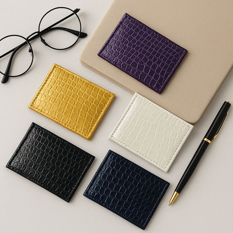 Crocodile-Textured Leather Card Holder – Compact Convenient Card Holder