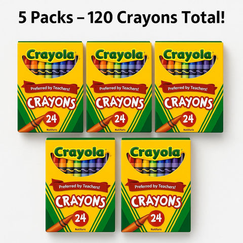 Crayola Crayons 5 Pack – 24 Count Each (120 Crayons Total)