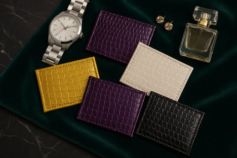 Crocodile-Textured Leather Card Holder – Compact Convenient Card Holder