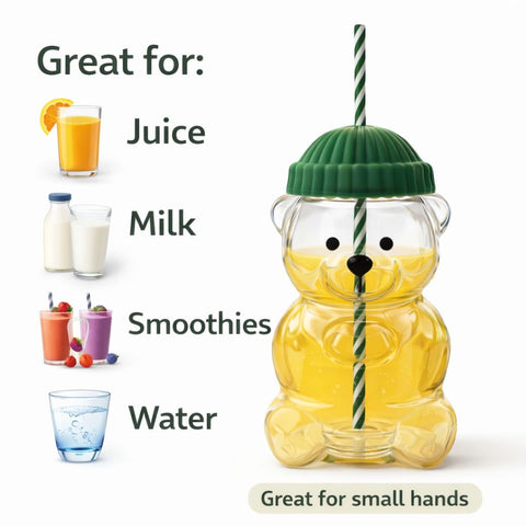 Cute Bear Reusable Cup with Straw