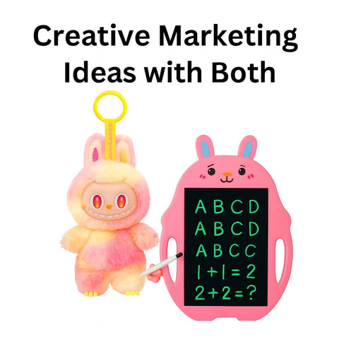 Kids LCD Drawing Tablet with Labubu Design Doll – Random Color Plush + Pig or Robot Style Tablet (Surprise Combo!)