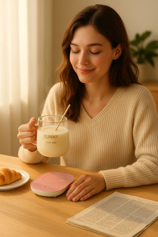 Electric Heated Coffee Mug with Warmer Pad – Temperature Control Smart Cup for Coffee, Tea, Milk & More