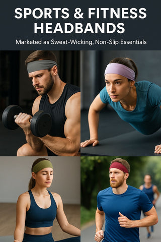 Unisex Sweat-Wicking Headbands – 2 Pack (Random Surprise Colors)