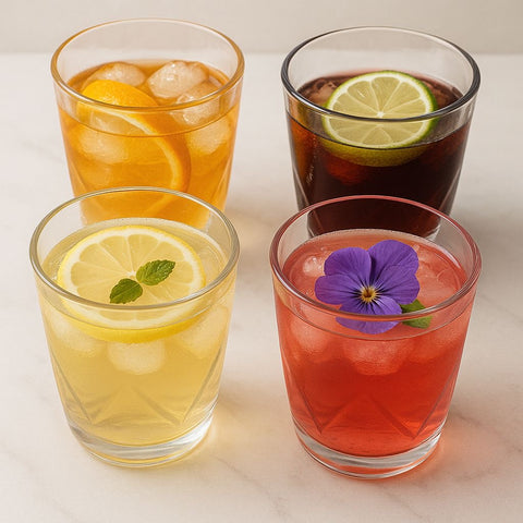 EPURE Elisse Luxe Faceted Glass 13 oz Cups (Set of 4)