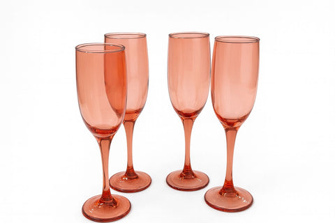 Epure Superior Flute – 6.5 oz Red Spray Champagne Glasses Set of 4