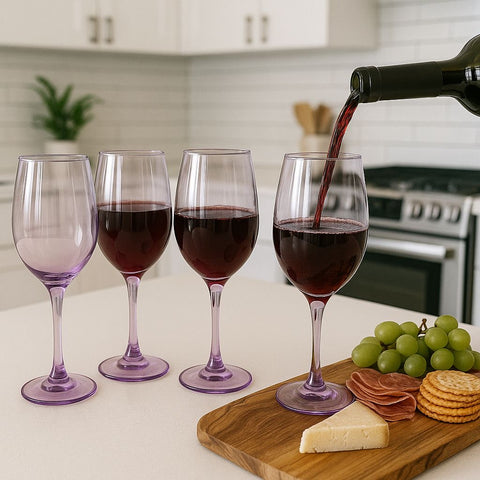 Epure Glassware – Set of 4 Superior 16.5oz Wine Glasses (Purple Spray Color)