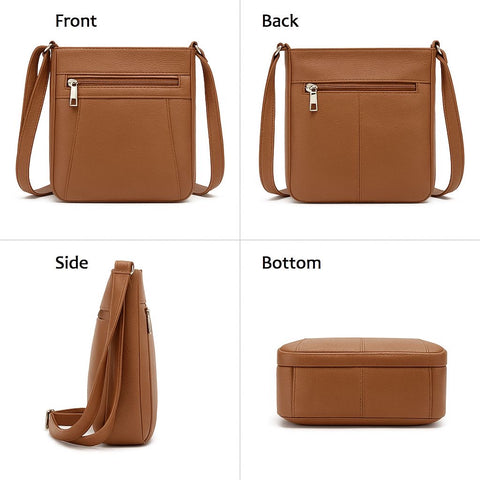Women’s Luxury Genuine Leather Crossbody Bag – Adjustable Strap, Multi-Pocket Design, Durable Lining