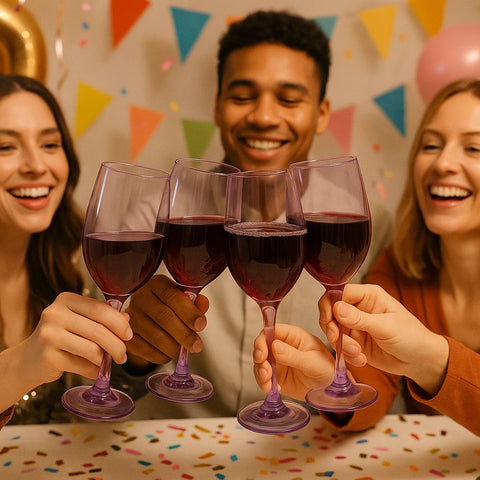 Epure Glassware – Set of 4 Superior 16.5oz Wine Glasses (Purple Spray Color)