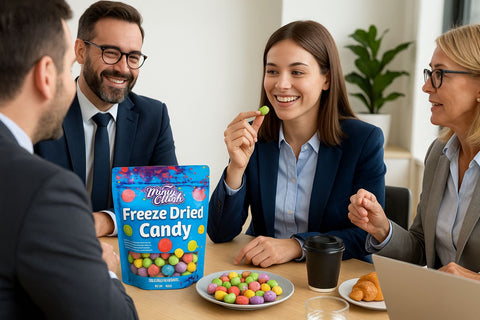 Freeze Dried Candy – 5 Flavor Variety Pack Crunchy Peach Rings, Watermelon, Puffs, Worms & Burger Candy (1.7oz Each) – Sweet, Crunchy Treat for School, Family, Birthdays & Party Favors