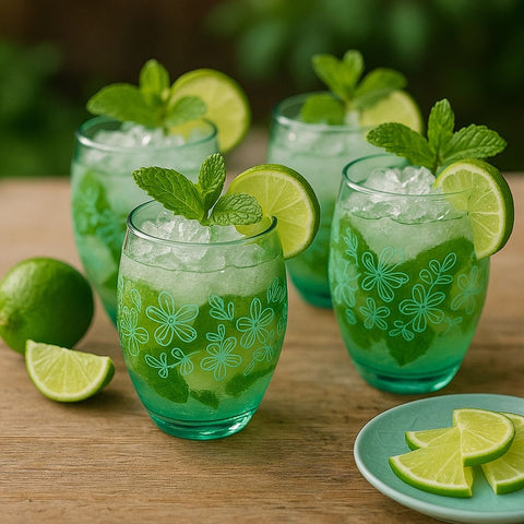 Epure Glassware – Denali Rocks Flower Print Cups (Set of 4)