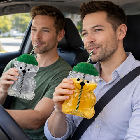Cute Bear Reusable Cup with Straw