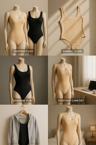 Women’s Shaping Bodysuit – Seamless Stretch Fit, Breathable Comfort, Everyday Layering Essential (Soft Sand & Midnight Smooth)