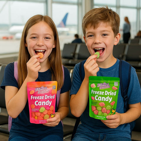 Freeze Dried Candy – 5 Flavor Variety Pack Crunchy Peach Rings, Watermelon, Puffs, Worms & Burger Candy (1.7oz Each) – Sweet, Crunchy Treat for School, Family, Birthdays & Party Favors