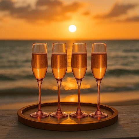 Epure Superior Flute – 6.5 oz Red Spray Champagne Glasses Set of 4