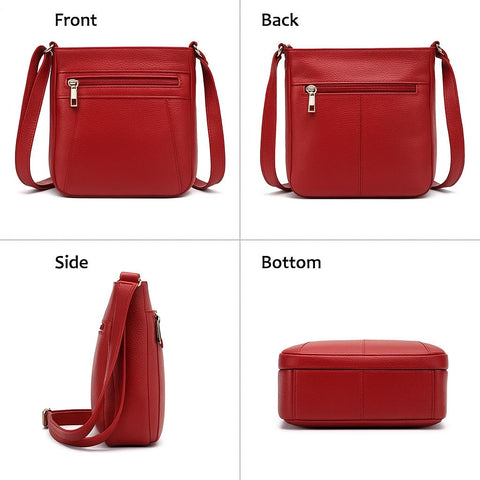 Women’s Luxury Genuine Leather Crossbody Bag – Adjustable Strap, Multi-Pocket Design, Durable Lining