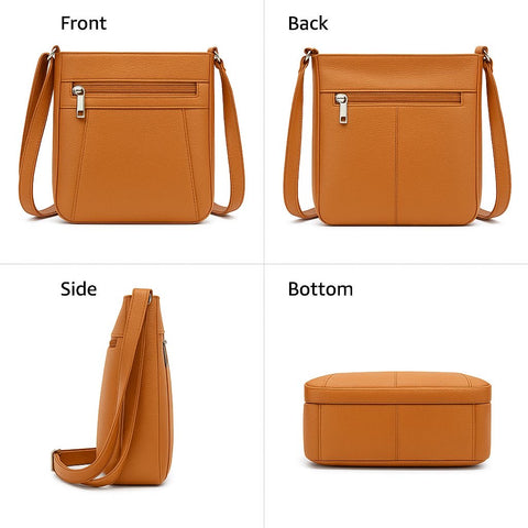 Women’s Luxury Genuine Leather Crossbody Bag – Adjustable Strap, Multi-Pocket Design, Durable Lining