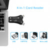 4-in-1 SD Memory Card Reader & Adapter for Cellphone, PC, Mac, Android