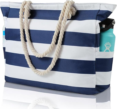Large Beach Pool Outing Picnic Tote with Zipper
