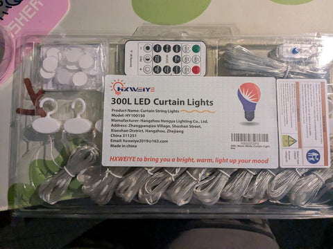 10Ft 300-LED String Curtain Lights- Assorted Colors