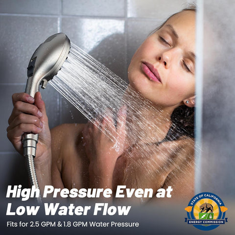 High Pressure 8-Mode Handheld Shower Head  with 80" Extra Long Stainless Steel Hose with Built-in Power Wash to Clean Tub, Tile & Pets