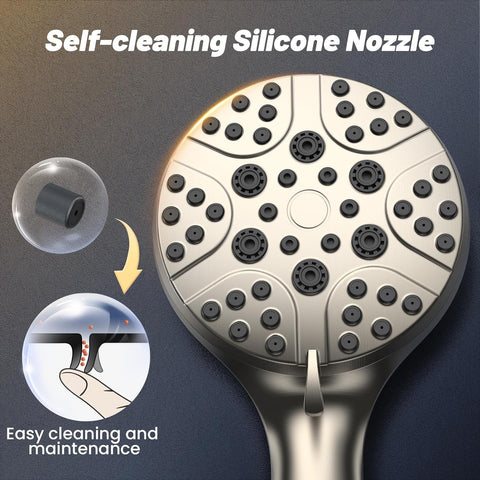 High Pressure 8-Mode Handheld Shower Head  with 80" Extra Long Stainless Steel Hose with Built-in Power Wash to Clean Tub, Tile & Pets