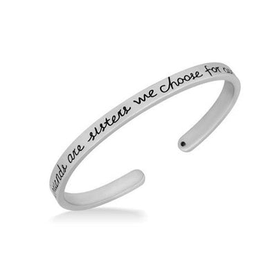 Silver "Girlfriends" Cuff Bracelet