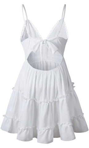 Backless V-neck Ruffle Beach Dress