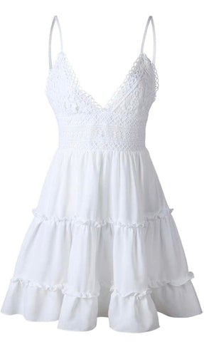 Backless V-neck Ruffle Beach Dress