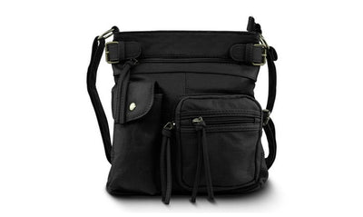 Super Soft Genuine Accent Top Belt Leather Crossbody Bag