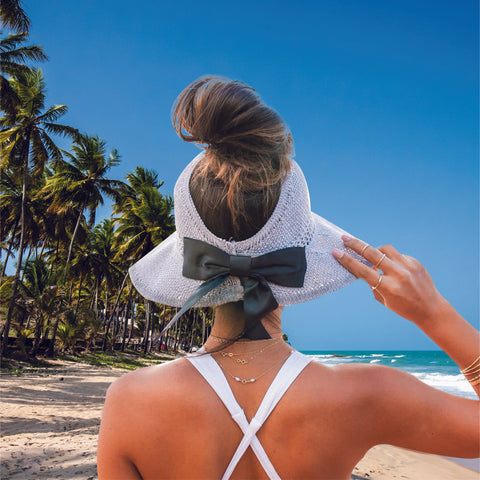 Foldable Summer Satin Bow Sun Visor Hat
