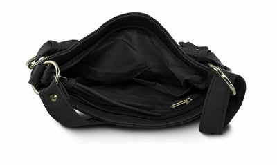 Super Soft Genuine Accent Top Belt Leather Crossbody Bag
