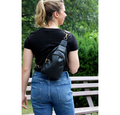 Vegan Leather Crossbody Shoulder Sling Bag with Printed Adjustable Strap