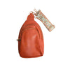 Vegan Leather Crossbody Shoulder Sling Bag with Printed Adjustable Strap