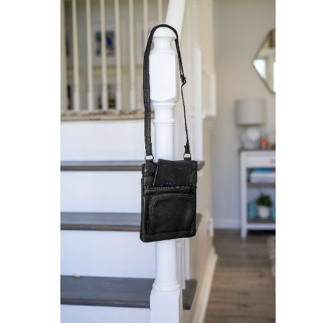 Leather Crossbody Bag with CDC Passport Holder- 5 Colors