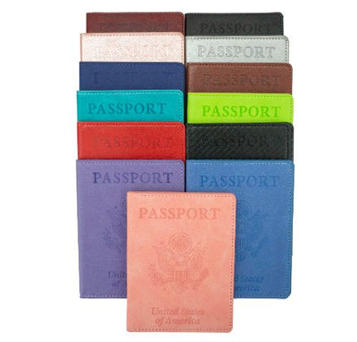Passport Holder with CDC Vaccination Card Protector - 13 Colors