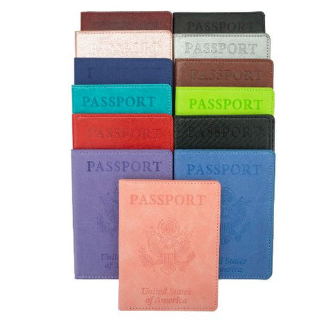 Passport Holder with CDC Vaccination Card Protector - 13 Colors