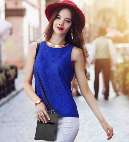 Genuine Leather Cell-Phone Crossbody Wallet Purse