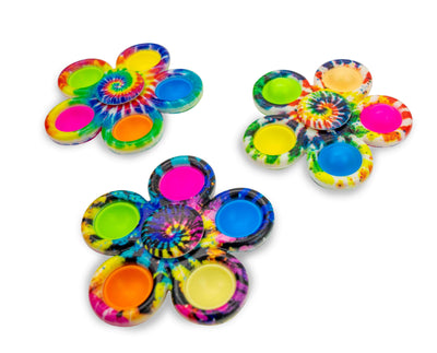 4 Pack Tie-Dye Fidget Spinner Popper Toy