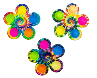 4 Pack Tie-Dye Fidget Spinner Popper Toy