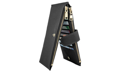 Bifold Multi Card Case Wallet with Zipper Pocket with RFID Blocking